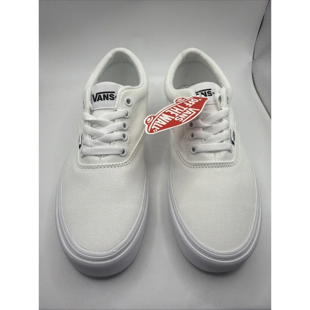 -NEW Vans Sneaker Skate Shoe Lace Up Canvas White Men's Size 8‎